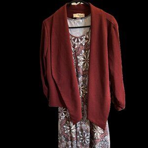 Bundle: Wine Open Front Blazer (1X) & NWOT Floral Sleeveless Sun Dress (XXL)